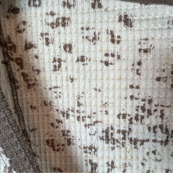 We the Free People Davis Thermal Long John Cream Taupe Leopard top Large - Picture 2 of 8